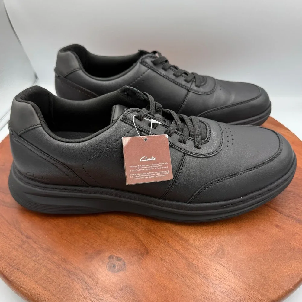 Clarks Craftwell Leather Sneakers‎ Black Mens 12 Wide Lace Oxfords 261847028110